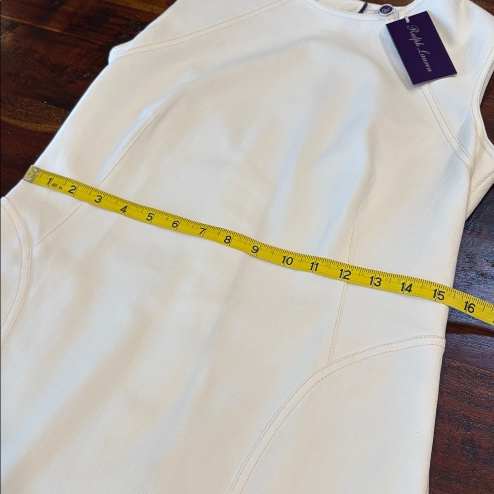 Ralph Lauren Collection Antique White Cotton Denim Sleeveless Dress sz 10 NWT - Picture 12 of 15